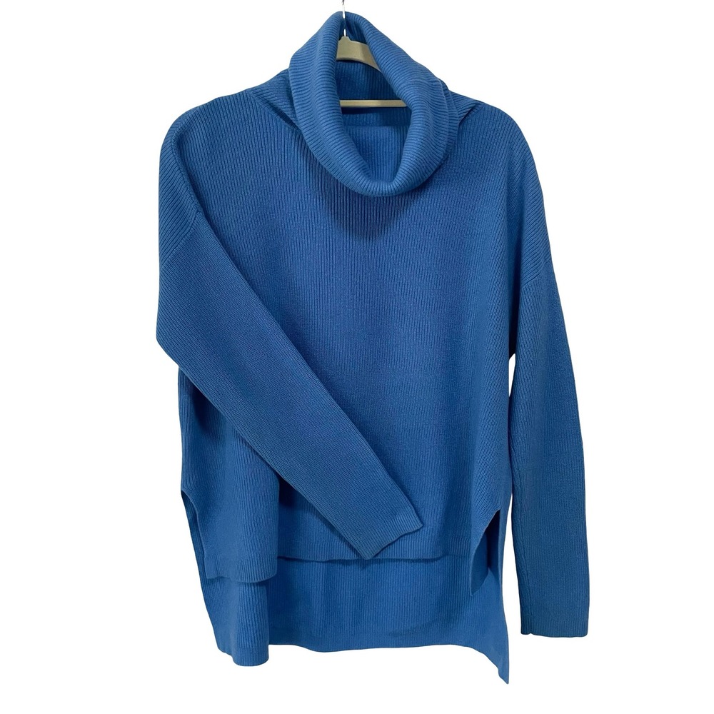 Lou & Grey 100% Cashmere Blue Turtleneck Sweater Sz‎ S Casual Chic Travel Office